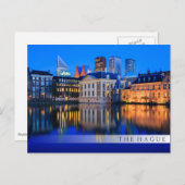 De skyline van Den Haag op briefkaart met een blau (Voorkant / Achterkant)