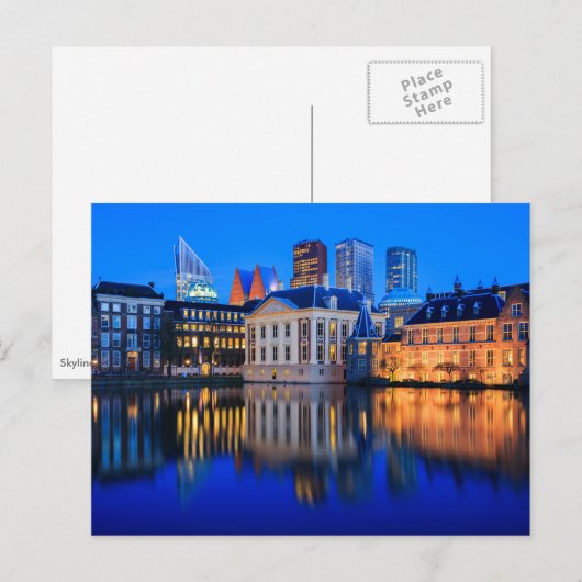 De skyline van Den Haag op het briefkaart van een  (Voorkant / Achterkant)