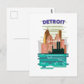 De skyline van Detroit City is een reisposter. Briefkaart (Voorkant / Achterkant)