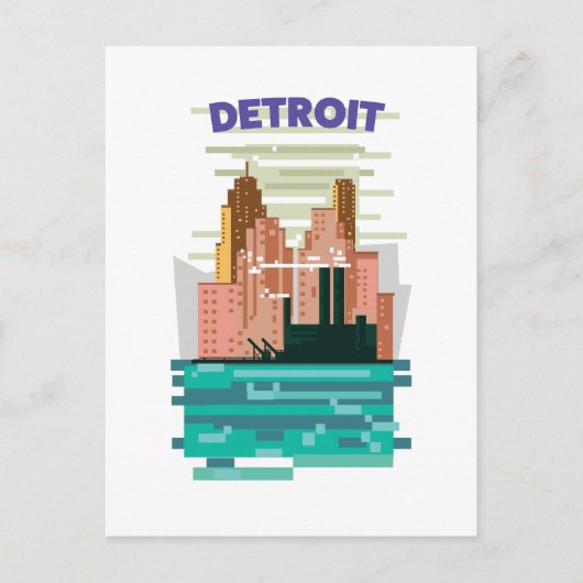 De skyline van Detroit City is een reisposter. Briefkaart (Voorkant)