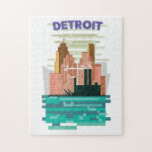 De skyline van Detroit City is een reisposter. Legpuzzel (Verticaal)