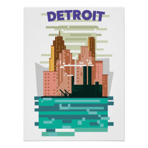De skyline van Detroit City is een reisposter. Perfect Poster