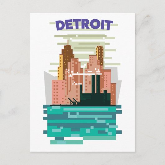 De skyline van Detroit City is een reisposter. Uitnodiging Briefkaart (Voorkant)