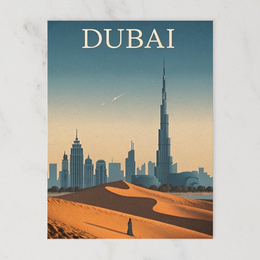 De skyline van Dubai in een moderne look Briefkaart