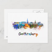 De skyline van Göteborg in waterverf Briefkaart (Voorkant / Achterkant)