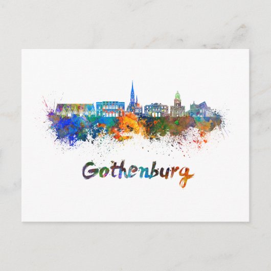 De skyline van Göteborg in waterverf Briefkaart (Voorkant)