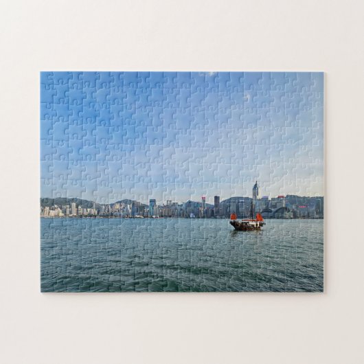 De skyline van Hong Kong en de puzzel van het uitz (Horizontaal)