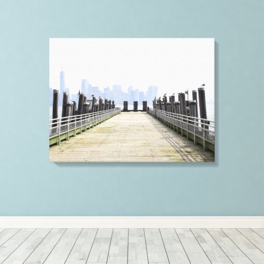 De skyline van Manhattan New York Canvas Afdruk (Insitu (Houten vloer))