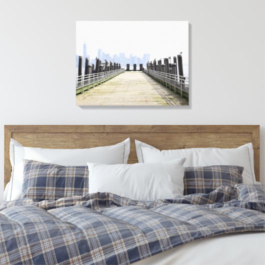 De skyline van Manhattan New York Canvas Afdruk (Insitu (Slaapkamer))