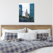 De skyline van Miami met Freedom Tower bij zonsond Canvas Afdruk (Insitu (Slaapkamer))