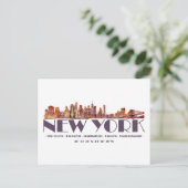 De skyline van New York. Boroughs en coördinaten Briefkaart (Staand voorkant)