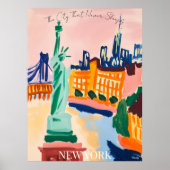 De skyline van New York en de vrijheid in Fauvist Poster (Voorkant)