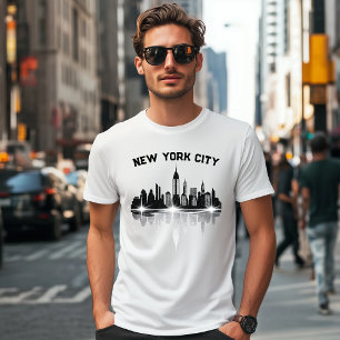 De skyline van New York is Mannen wit T-shirt