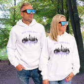 De skyline van New York is wit en Paars Hoodie