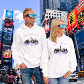 De skyline van New York is wit en Paars Hoodie