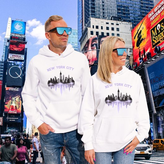 De skyline van New York is wit en Paars Hoodie