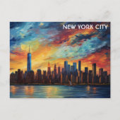 De skyline van New York Waterverf Sunset Briefkaart (Voorkant)