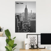 De skyline van New York, zwart en wit Poster (Thuiskantoor)
