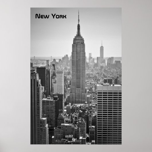 De skyline van New York, zwart en wit Poster (Voorkant)