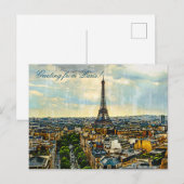 De skyline van Parijs met de Tower van Eiffel geef Briefkaart (Voorkant / Achterkant)