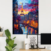 De skyline van Parijs – Romantisch Poster (Thuiskantoor)