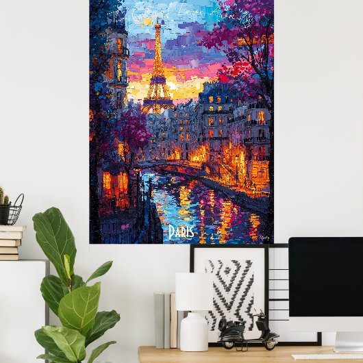 De skyline van Parijs – Romantisch Poster (Thuiskantoor)