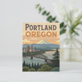De skyline van Portland Oregon Mount Hood Briefkaart (Staand voorkant)