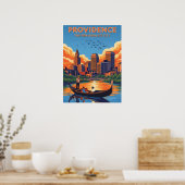 De skyline van Providence en de zonsondergang Poster (Keuken)