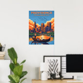 De skyline van Providence en de zonsondergang Poster (Thuiskantoor)
