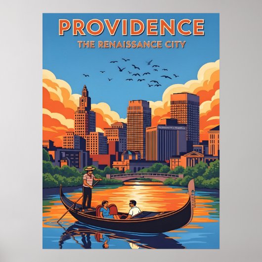 De skyline van Providence en de zonsondergang Poster (Voorkant)