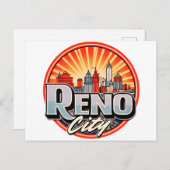 De skyline van Reno City Nevada Briefkaart (Voorkant / Achterkant)
