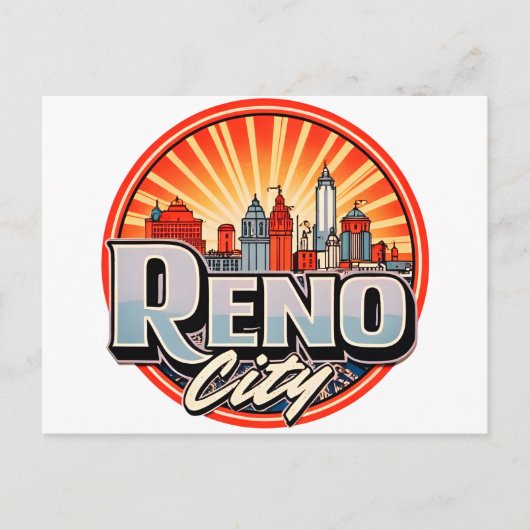 De skyline van Reno City Nevada Briefkaart (Voorkant)