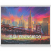 De skyline van San Francisco Abstracte kunst Sticker (Voorkant)