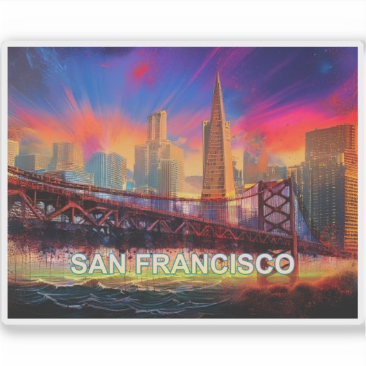 De skyline van San Francisco Abstracte kunst Sticker (Voorkant)