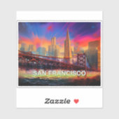 De skyline van San Francisco Abstracte kunst Sticker (Vel)