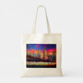 De skyline van San Francisco Abstracte kunst Tote Bag (Achterkant)