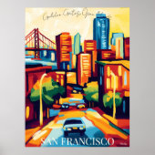 De skyline van San Francisco en de Golden Gate in  Poster (Voorkant)