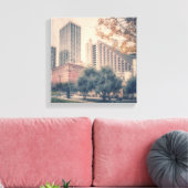 De skyline van San Francisco met een herfstboom Canvas Afdruk (Insitu (Woonkamer))