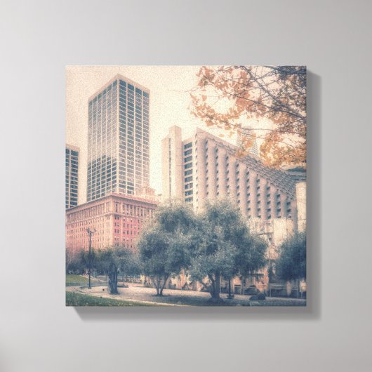 De skyline van San Francisco met een herfstboom Canvas Afdruk (Voorkant)