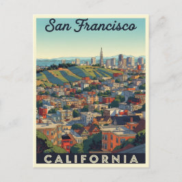 De skyline van San Francisco met glooiende heuvels Briefkaart