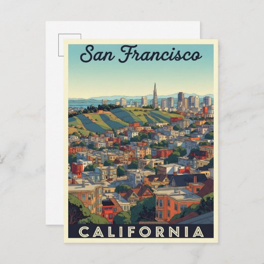 De skyline van San Francisco met glooiende heuvels Briefkaart (Voorkant / Achterkant)