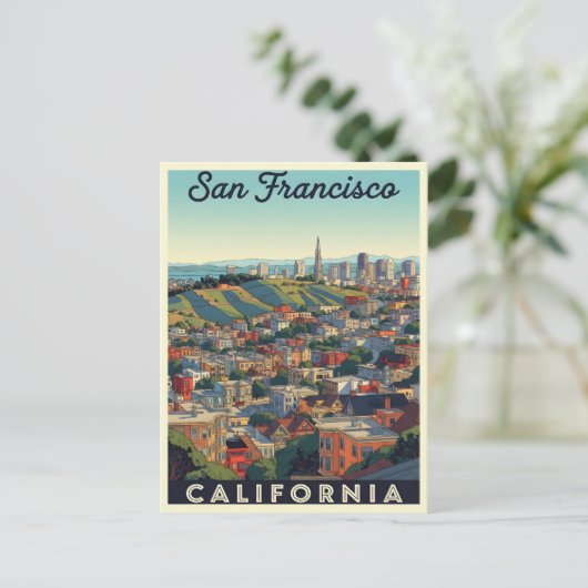 De skyline van San Francisco met glooiende heuvels Briefkaart (Staand voorkant)