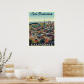 De skyline van San Francisco met glooiende heuvels Poster (Keuken)