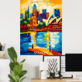 De skyline van Sydney met het Abstracte Fauvist va Poster (Thuiskantoor)