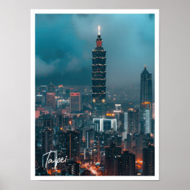 De skyline van Taipei bij schemering Art travel be Poster