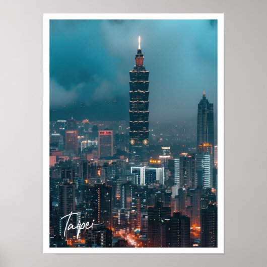 De skyline van Taipei bij schemering Art travel be Poster (Voorkant)