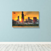 De skyline van uitzicht of Chicago vanaf Adler Canvas Afdruk (Insitu (Houten vloer))