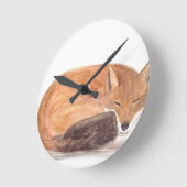 De slaap van de vos watercolour ronde klok (Hoek)