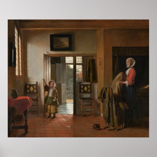 De slaapkamer - Pieter de Hooch Fine Art Poster (Voorkant)