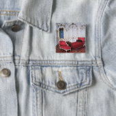 De slaapkamer van Elizabeth van Beieren Vierkante Button 5,1 Cm (In situ)